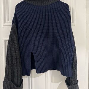 Victor Alfaro Blue and Gray Cowl & Turtleneck Sweater